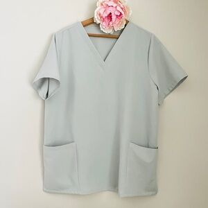 Mandala Cloud Light Gray Grey Silver Scrub Top Extra Large XL
